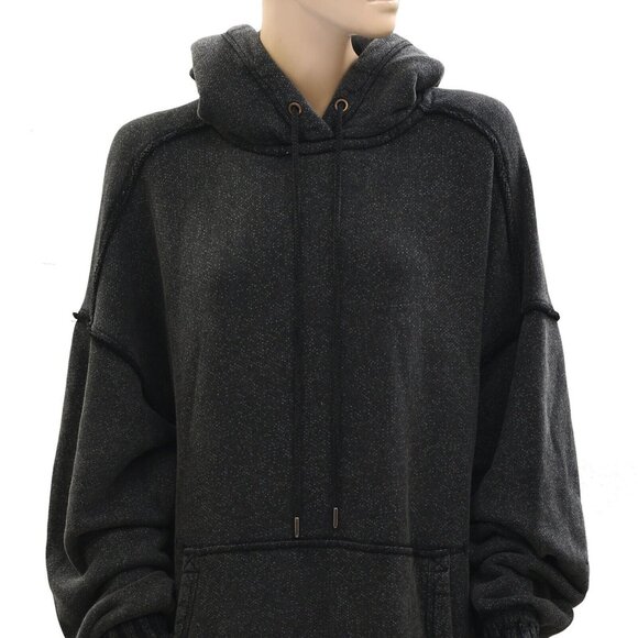 Free People We The Free Stand Up Hoodie Top Oversized Pullover Solid L 276612 - Picture 8 of 11